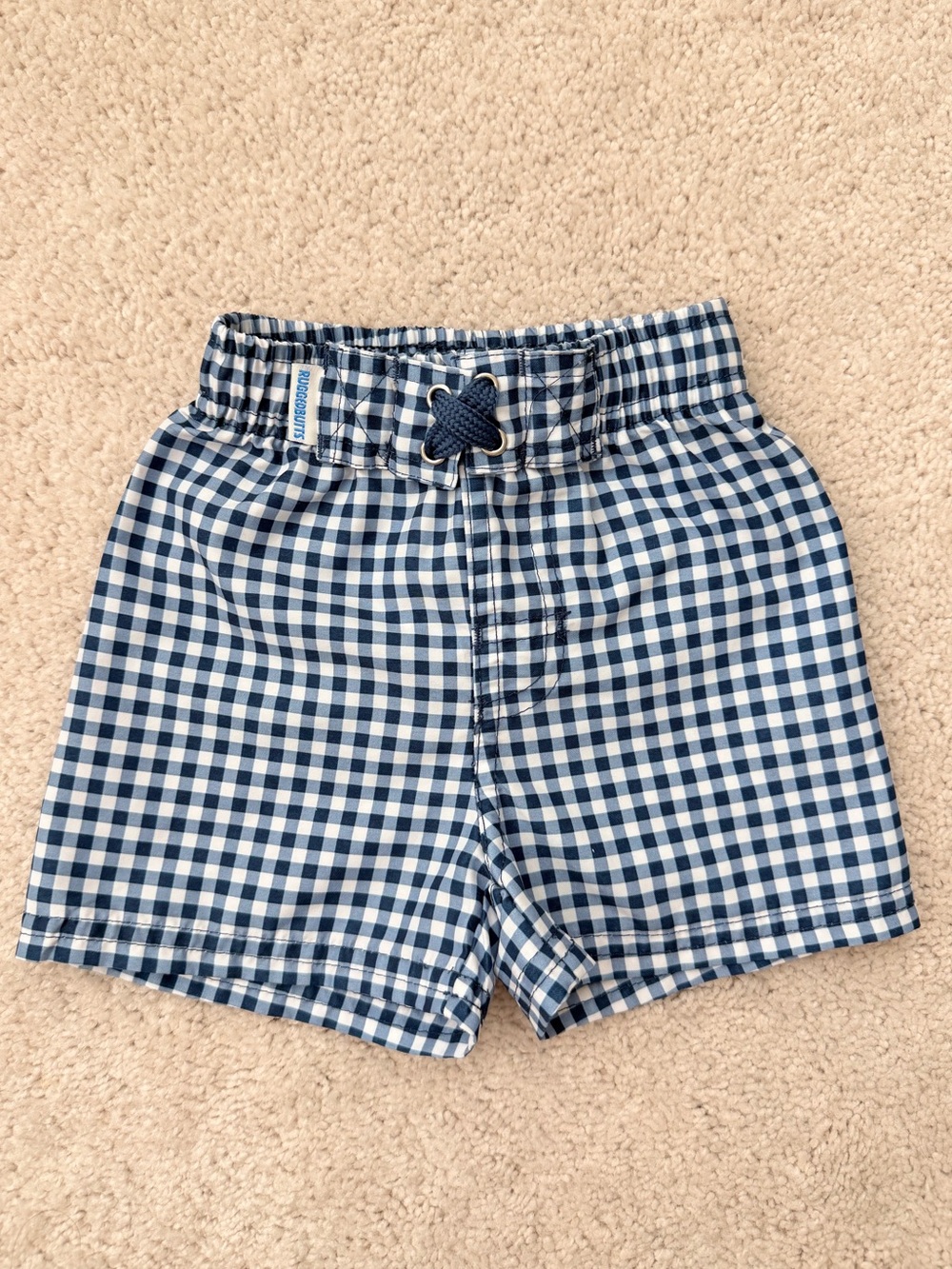 RuggedButts Navy Blue Gingham Boys Swim Shorts